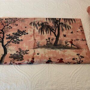 Pink Chinoiserie Fishing Village 12x20" Lumbar Pillow Cover NWOT